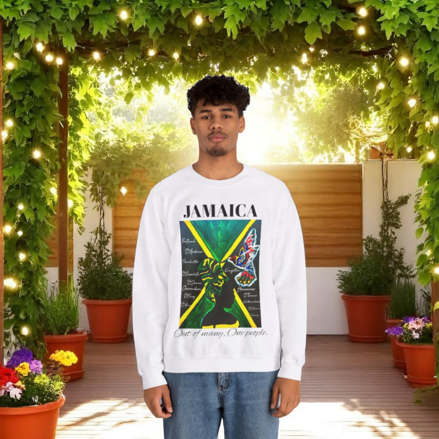 Jamaican Flag Art Crewneck Sweatshirt Unisex Casual Wear for Jamaica Lovers