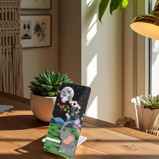 Elephant Floral Celestial Smartphone Stand - Aesthetic Mobile Display for Home or Office