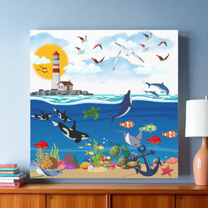 Vibrant Ocean Scene Canvas Wall Art, Nautical Decor for Beach Lovers, Coastal Living, Gift for Housewarming, Relaxing Atmosphere