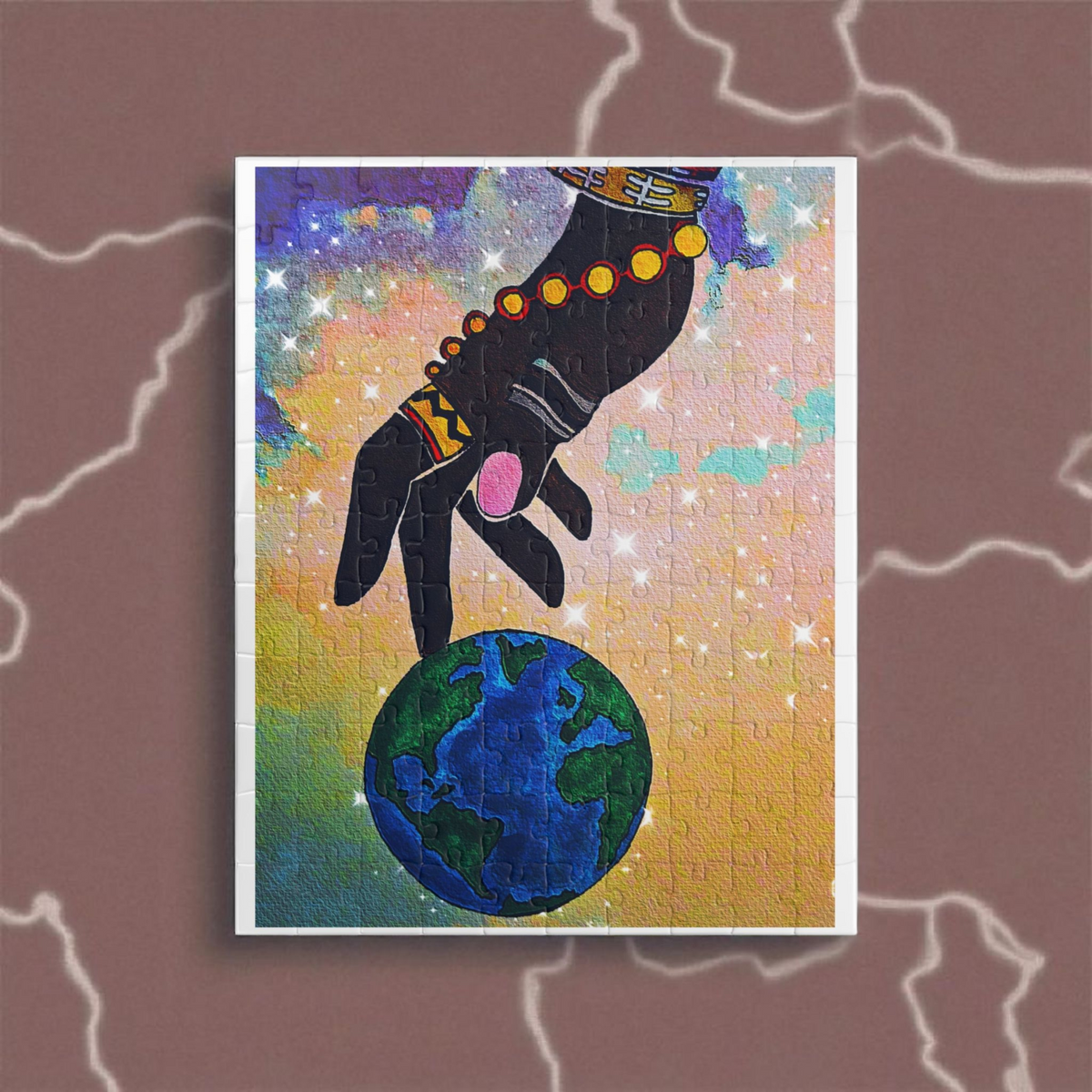 Earth Hand Illustration Puzzle - 110 to 1014 Pieces, Vibrant World Artwork Printify