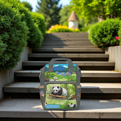 Eco-Friendly Panda Design Diaper Backpack for Parents on the Go