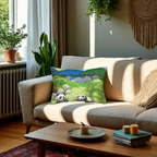 Cozy Wildlife Lumbar Pillow - Nature-Inspired Panda & Elephant Design Printify