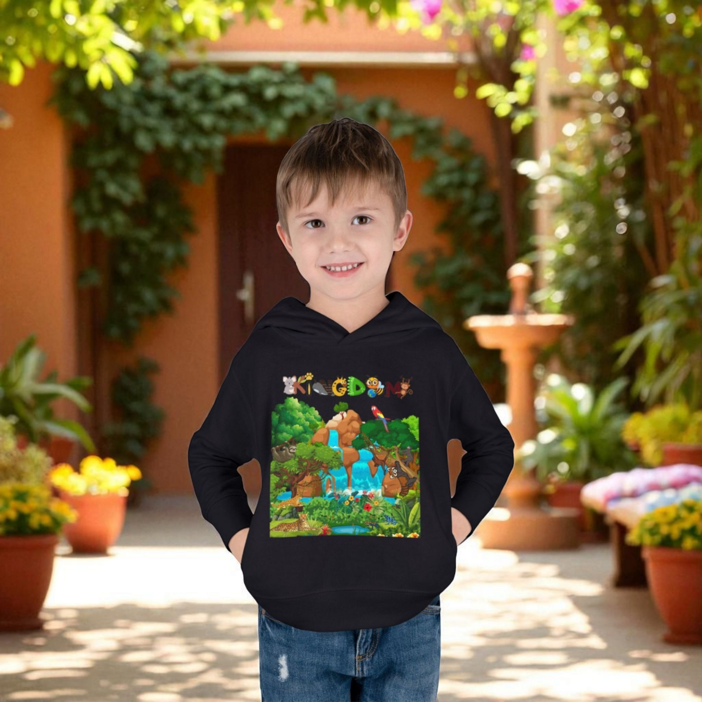 Jungle Life Toddler Hoodie, Kids Safari Pullover, Wildlife Theme , Graphic Nature Boy/Girl Jacket