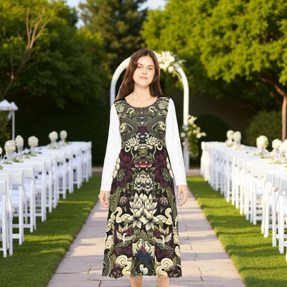 Floral Print Long Sleeve Dance Dress, Perfect for Parties, Dance Recitals, Spring Celebrations