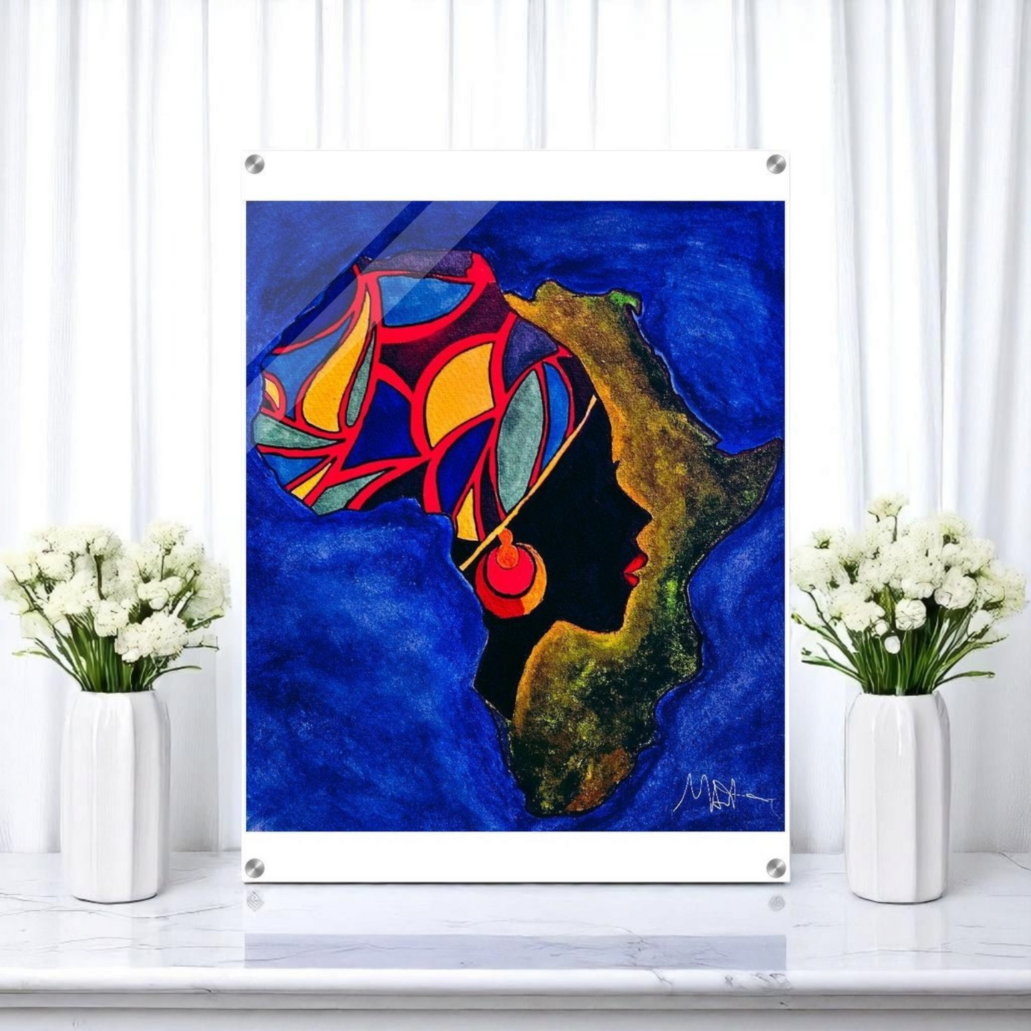 Original Ethnic Portrait - Handcrafted Continental Painting of Africa, Vibrant Wall Art