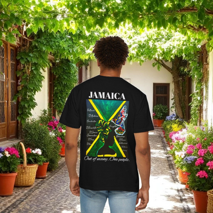 Handmade Unisex T-shirt with Original Jamaican Flag Design