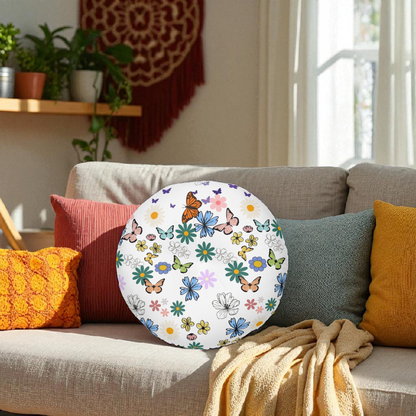 Floral Tufted Floor Pillow - Round Cushion for Cozy Decor