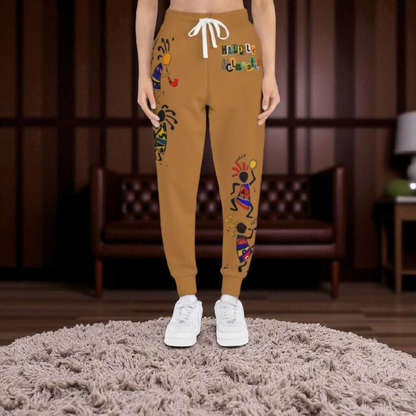 Afro Music Cartoon Art Unisex Athletic Joggers, Handcrafted Jogger Pants, Music Lover Gift