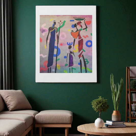 African Family Doodle Wall Art - Hand Drawn Tribal Decor, Ethnic Artwork for Art Lovers