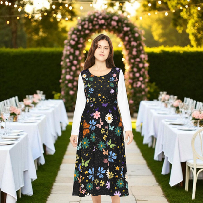 Celestial Floral Long Sleeve Dance Dress - Perfect for Parties, Events, Spring Celebrations