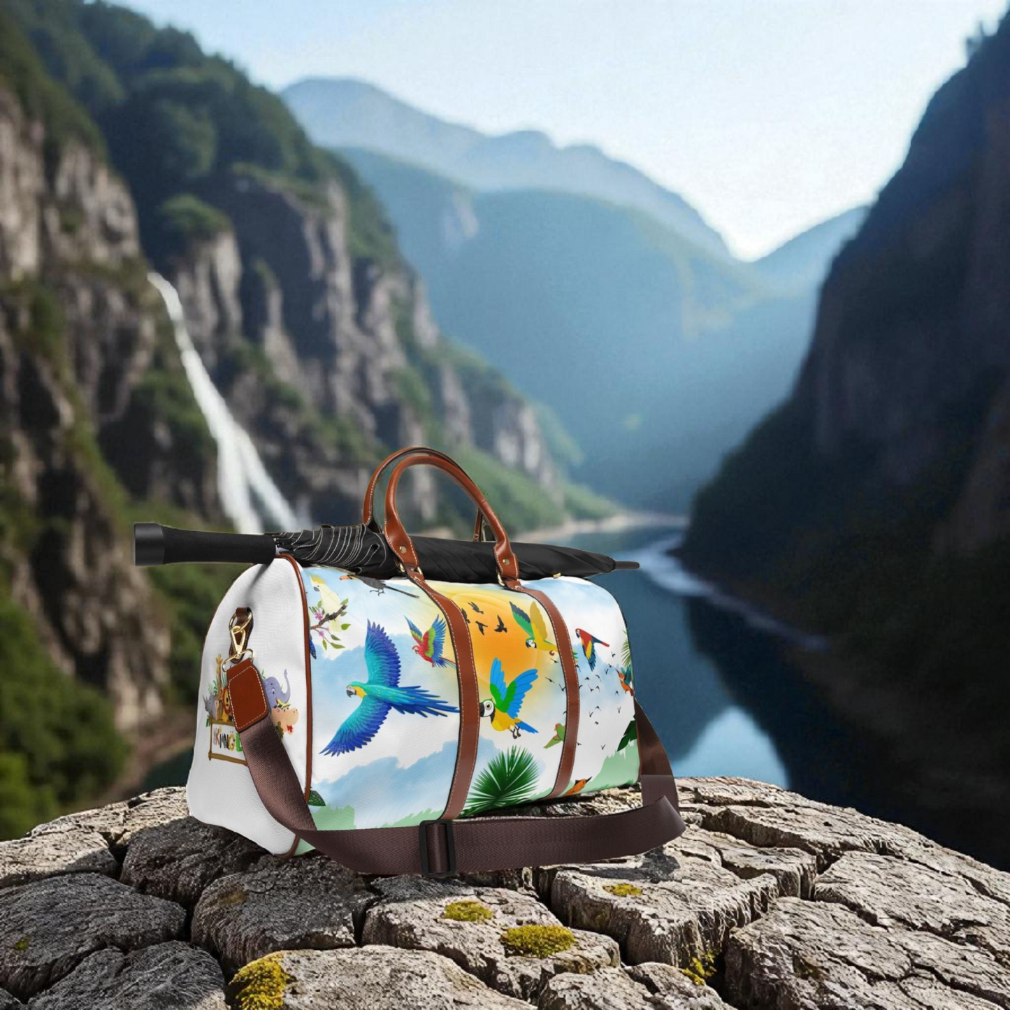 Vibrant Tropical Waterproof Travel Bag - Perfect for Adventurers and Getaways