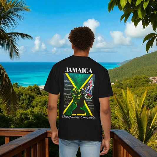 Handmade Unisex T-shirt with Original Jamaican Flag Design