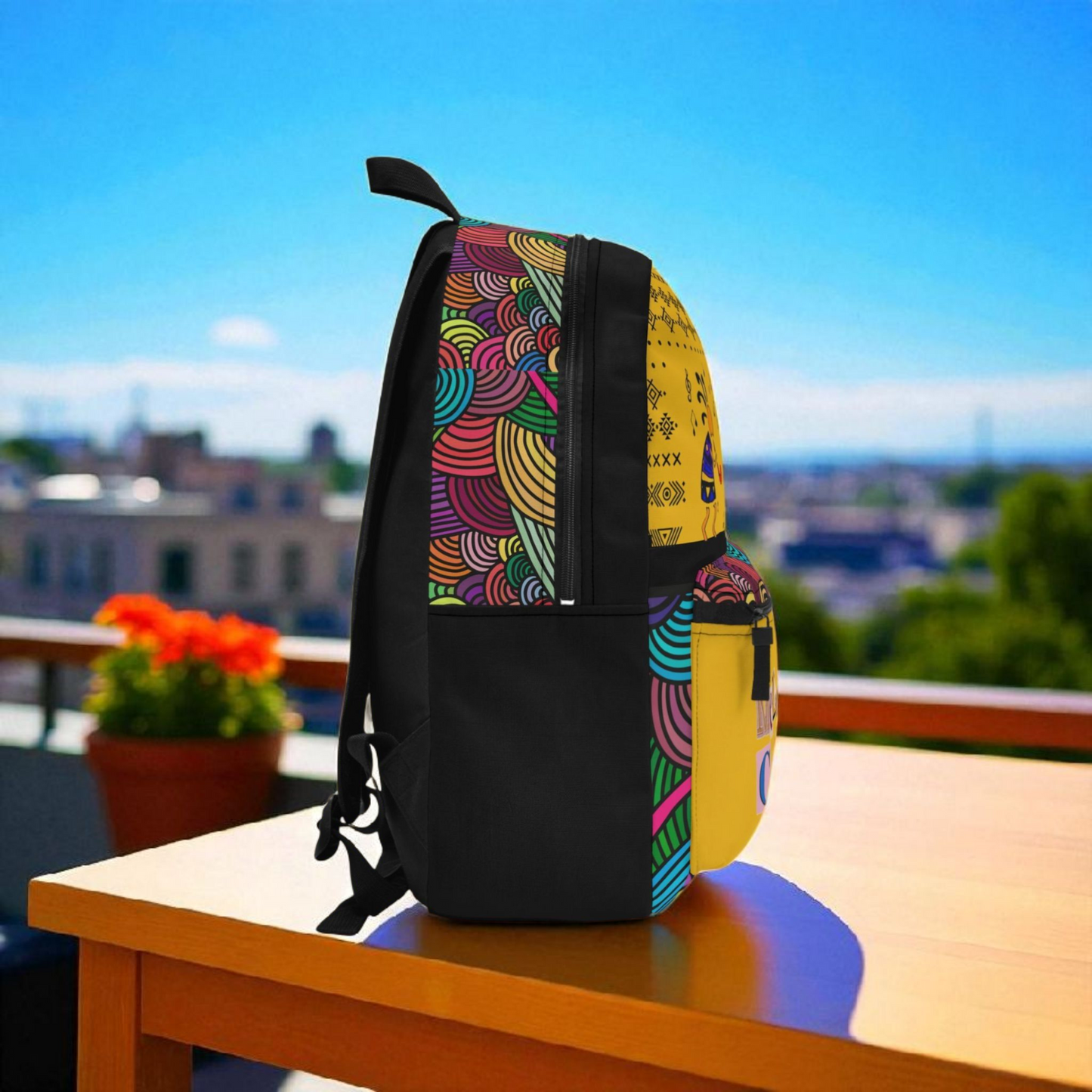 Colorful Tribal Dance Backpack, Ethnic Music Festival Bag, Boho Rucksack