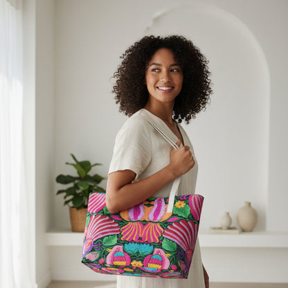 Ornithology and Botany-Inspired Stylish PU Leather Tote Bag