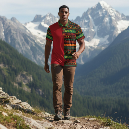 Unisex African Print Polo Shirt — Bold Kente-Inspired Pattern