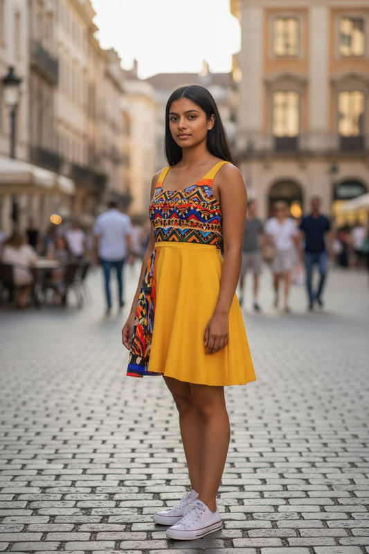 Handcrafted Tribal Textile Women's Skater Dress - Unique & Versatile Fashion for Everyday Wear