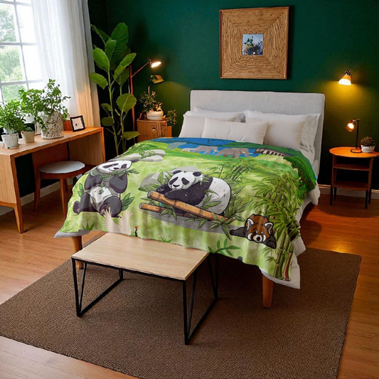 Cozy Panda-Themed Soft Polyester Blanket for Kids