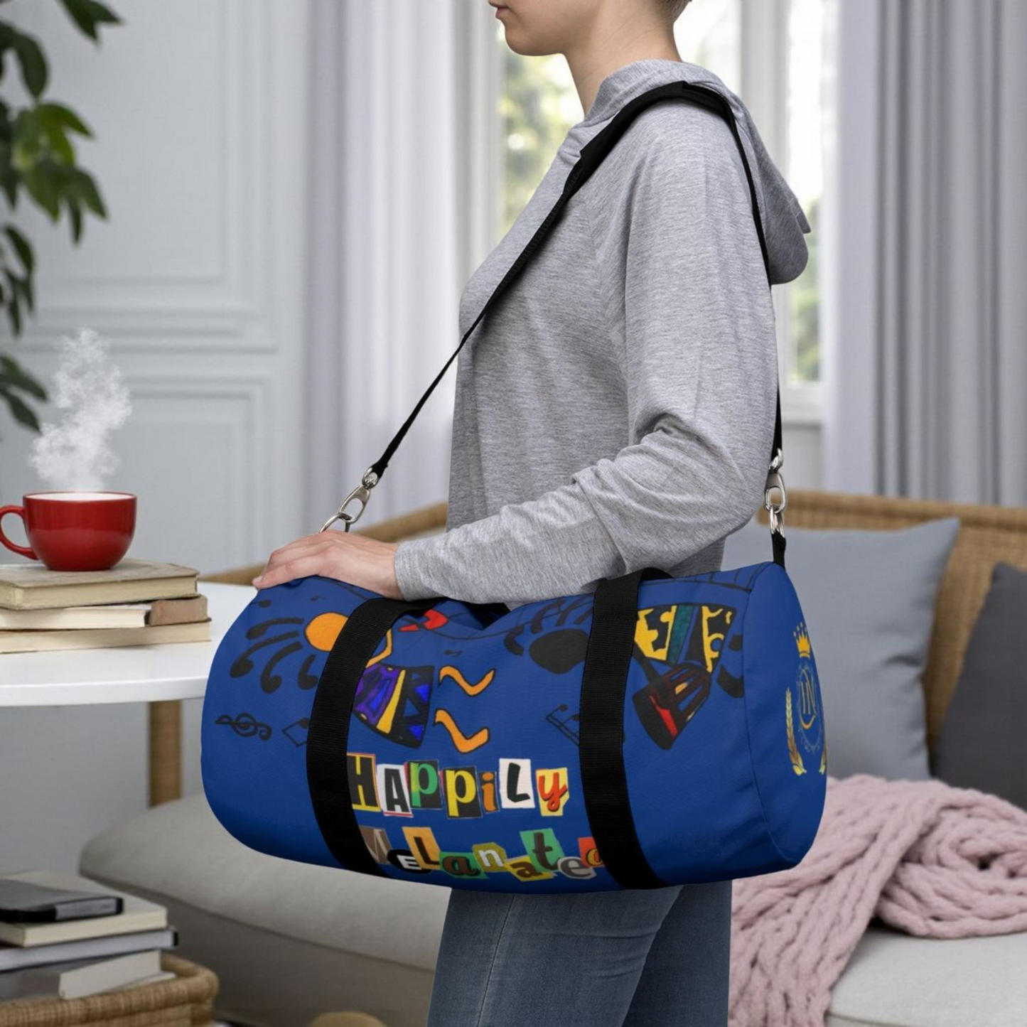 Afro Music Cartoon Piano Art Handcrafted Duffel Bag - Musician Gift, Travel Bag, Music Lover Gym Bag