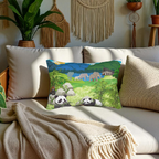 Cozy Wildlife Lumbar Pillow - Nature-Inspired Panda & Elephant Design Printify
