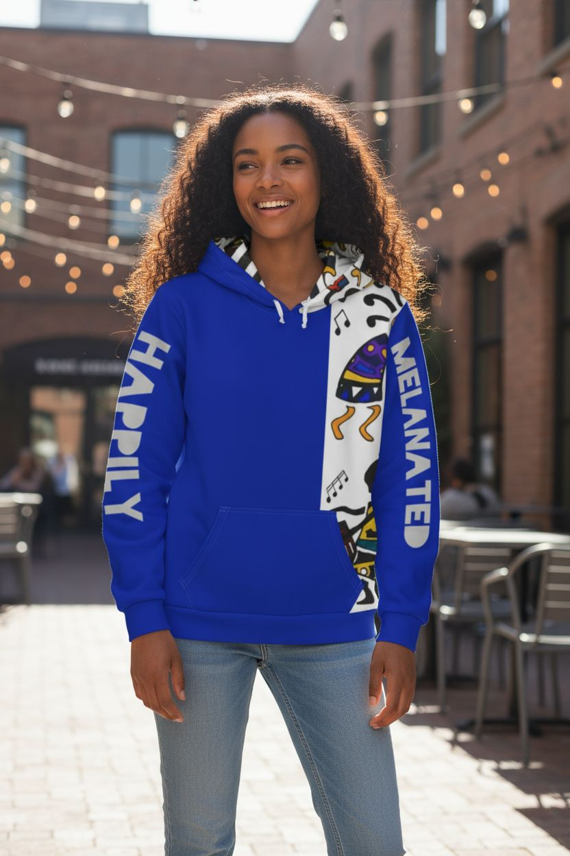 Hand-Drawn Afro Music Motifs Allover Hoodie, Unisex Streetwear for All