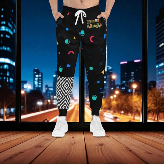 Handcrafted Aztec Pattern Unisex Athletic Joggers, Comfy Aztec Workout Pants