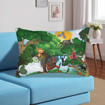 Jungle Adventure Lumbar Pillow - Colorful Wildlife Decor