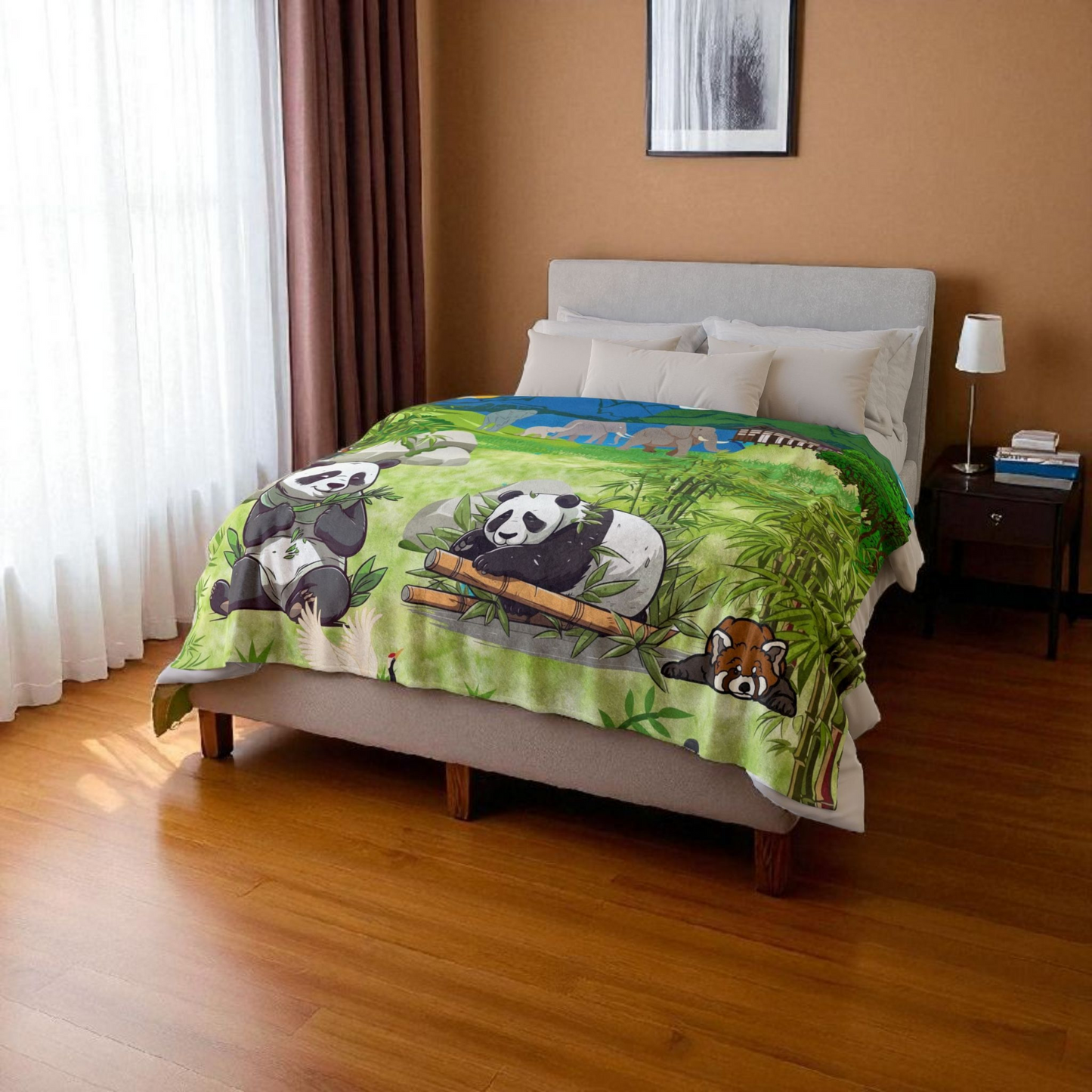 Cozy Panda-Themed Soft Polyester Blanket for Kids