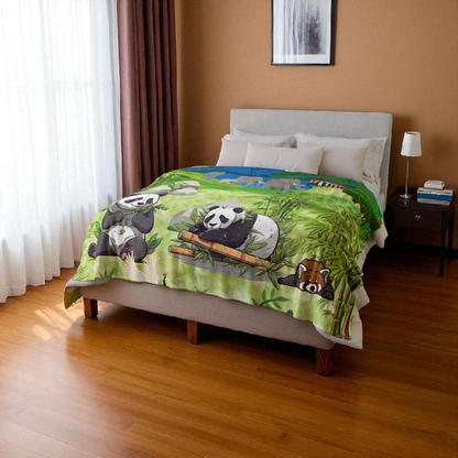 Cozy Panda-Themed Soft Polyester Blanket for Kids