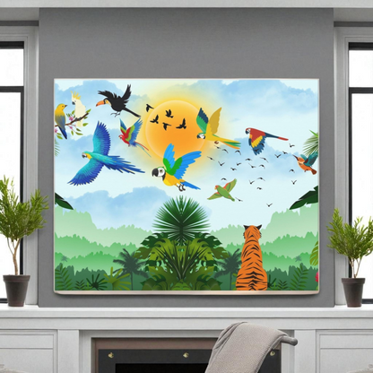 Tropical Bird Canvas, Rainforest, Wild Life Wall Art, Home Decor, Gallery Wrap