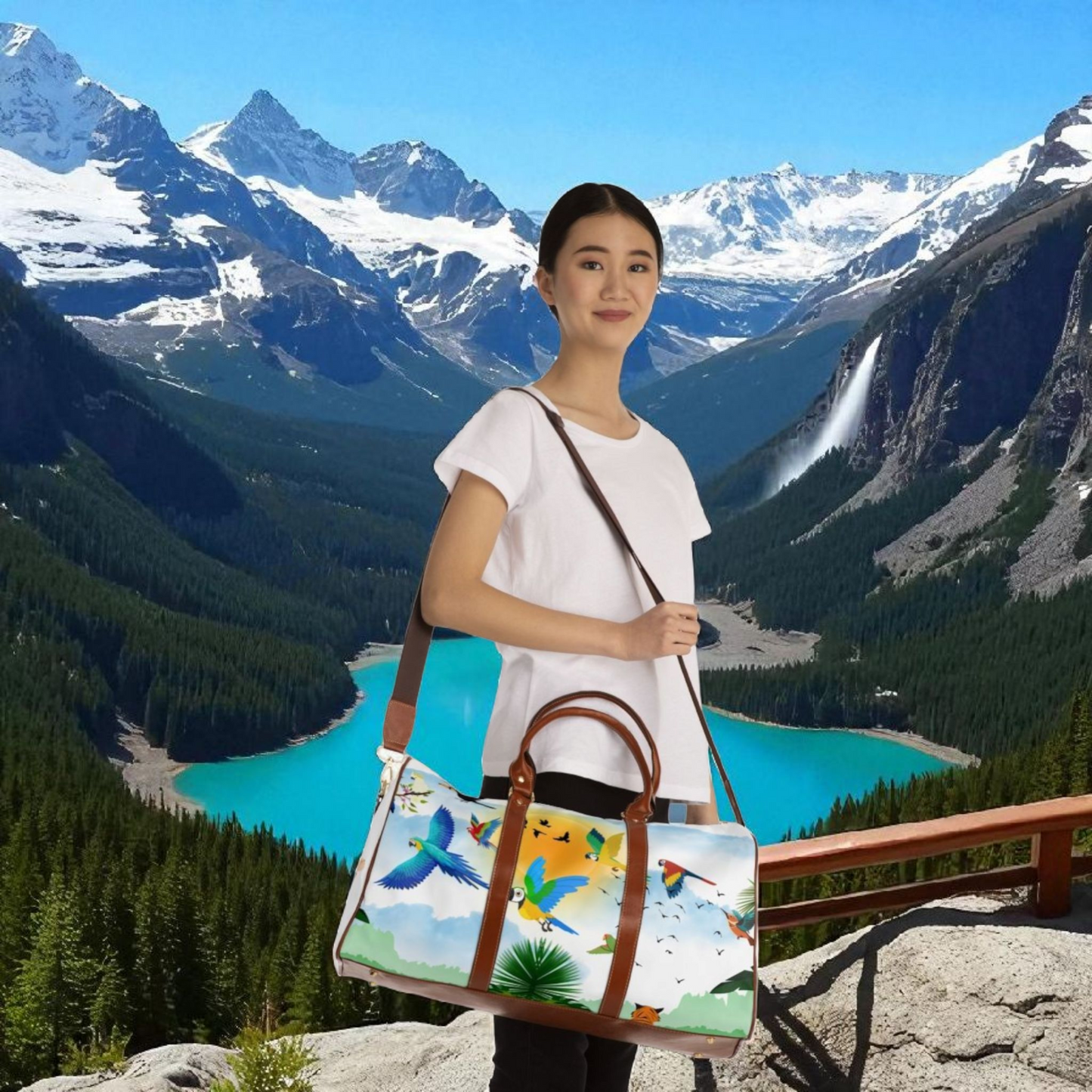 Vibrant Tropical Waterproof Travel Bag - Perfect for Adventurers and Getaways