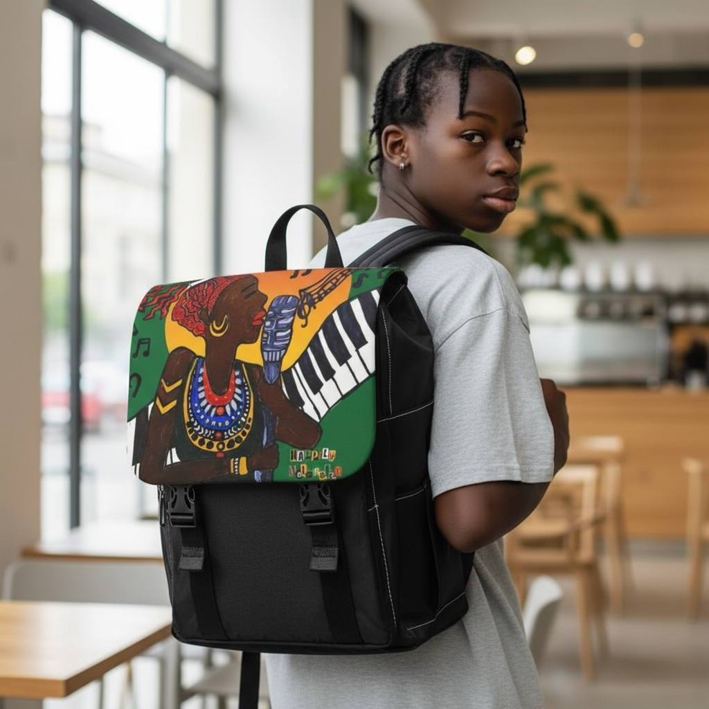 Jazz Singer, Music-Inspired Unisex Shoulder Backpack - Stylish & Functional