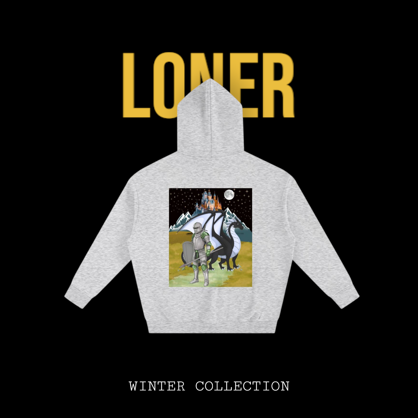 Medieval Themed Oversize Fleeced Hoodie, Knights and Dragon Fans