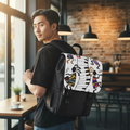 Artistic Music Design Backpack - Handcrafted, Spacious Oxford Canvas Bag Printify