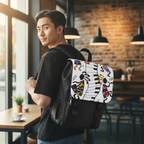 Artistic Music Design Backpack - Handcrafted, Spacious Oxford Canvas Bag Printify