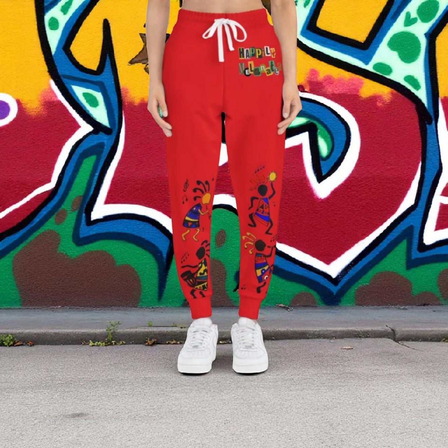 Afro Music Cartoon Art Unisex Athletic Joggers, Handcrafted Jogger Pants, Music Lover Gift