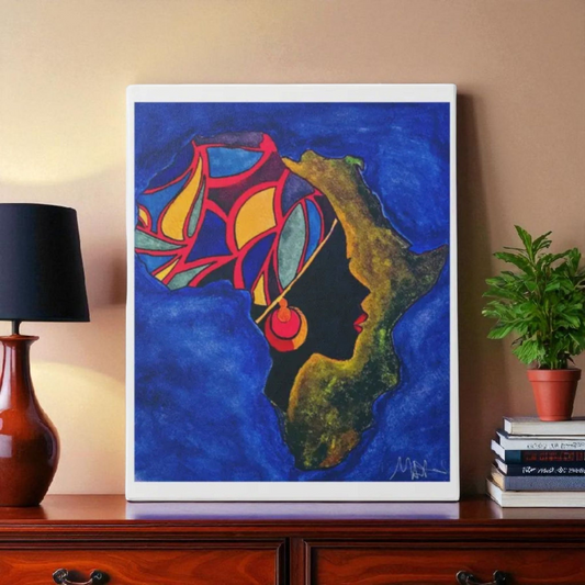 Ethnic Wall Art - Abstract Africa Map Painting on Canvas, Detailed Handcrafted Continent Illustration