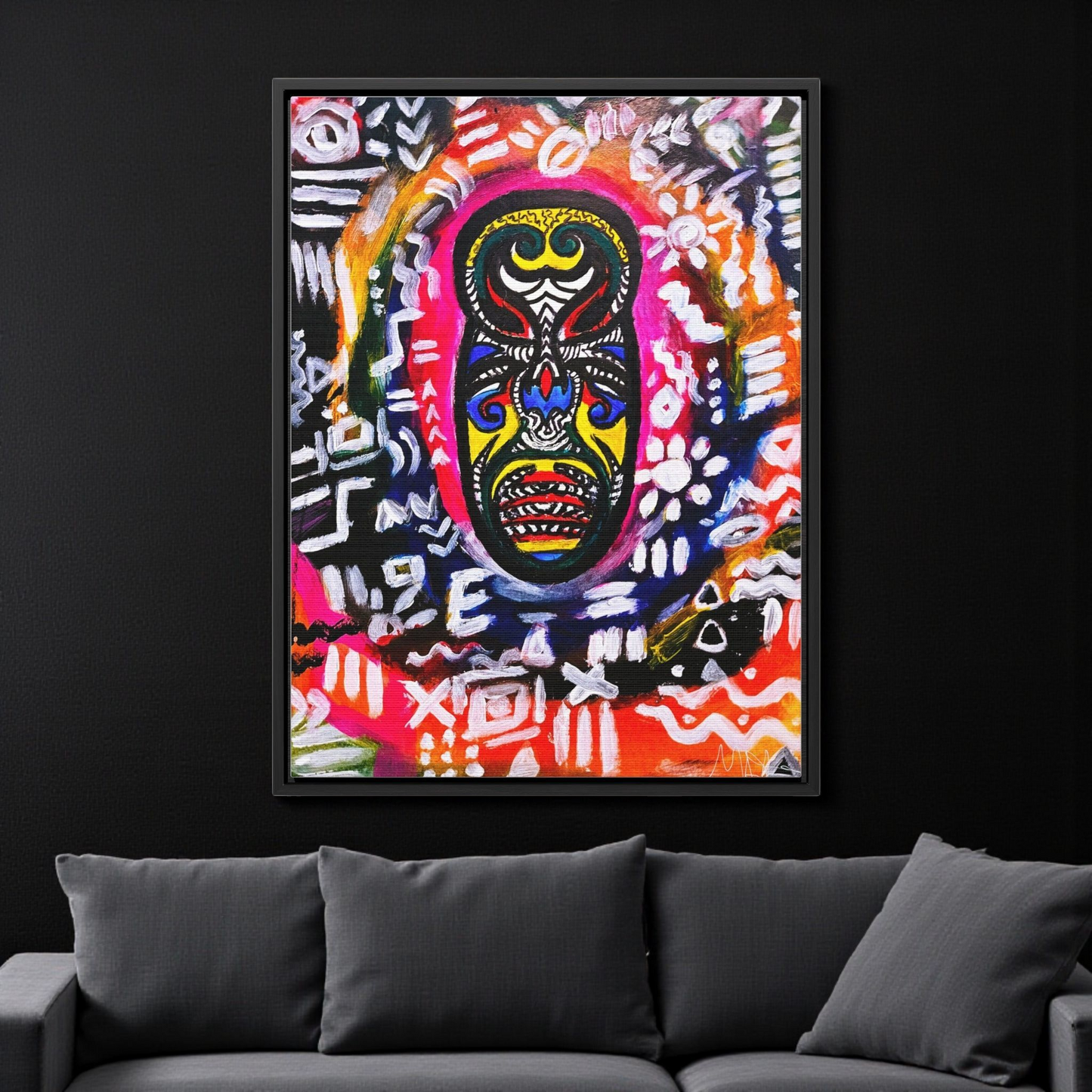 Beautiful Tribal Mask Canvas Art, Multiple Sizes Vertical Frame, Perfect Wall Decor