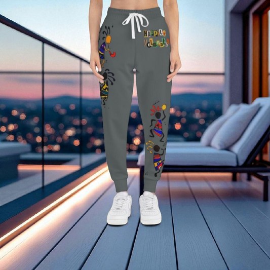 Afro Music Cartoon Art Unisex Athletic Joggers, Handcrafted Jogger Pants, Workout Sweatpants