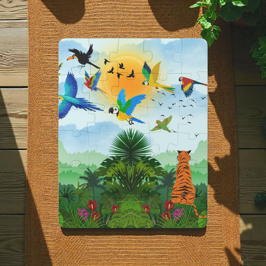 Colorful Jungle Adventure Puzzle for Kids – 30 Pieces – Fun Learning Activity Printify