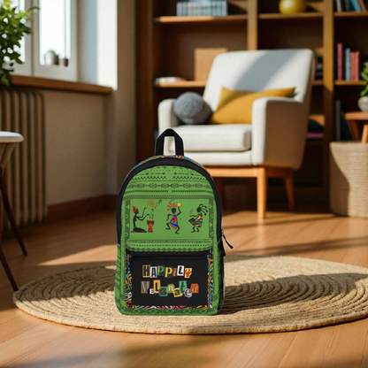 Unique Afro Music Backpack, Music Lover Bag, Cartoon Print Rucksack, Ethnic Design