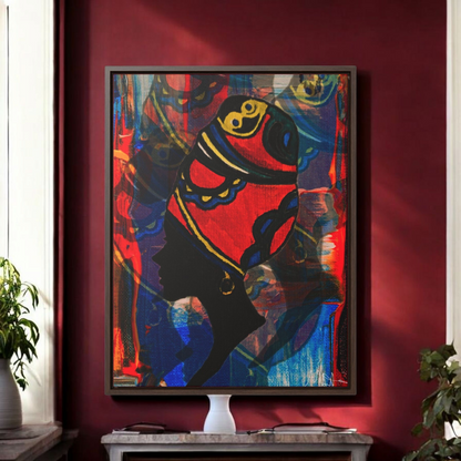 Artisan Black Woman Portrait, Handcrafted Wall Art, Empowering Home Decor, Vertical Frame