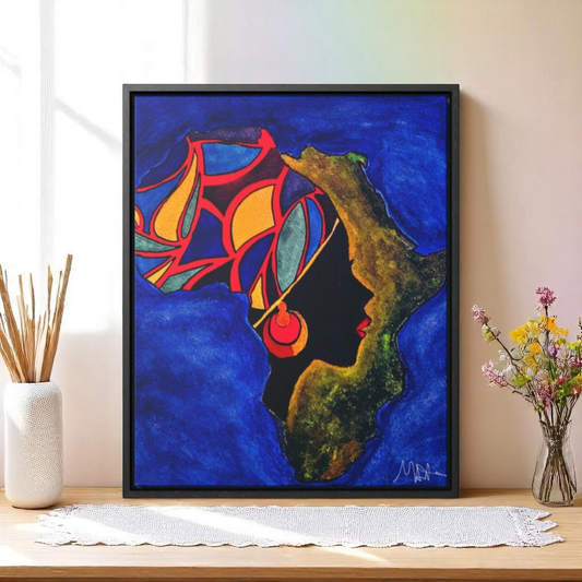 African Essence Original Ethnic Portrait - Authentic Continental Painting,Vertical Frame