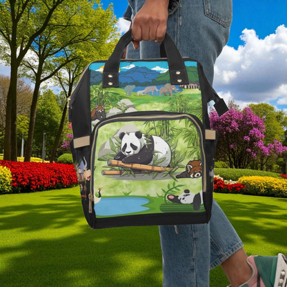 Eco-Friendly Panda Design Diaper Backpack for Parents on the Go