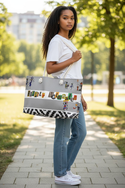 Ethnic Music Art Weekender Bag - Oversized, Durable Tote with Rope Handles for Beach