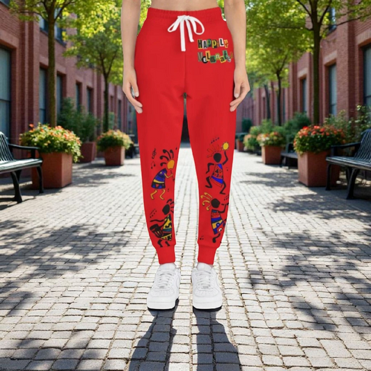 Afro Music Cartoon Art Unisex Athletic Joggers, Handcrafted Jogger Pants, Music Lover Gift