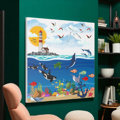 Vibrant Ocean Scene Canvas Wall Art, Nautical Decor for Beach Lovers, Coastal Living, Gift for Housewarming, Relaxing Atmosphere