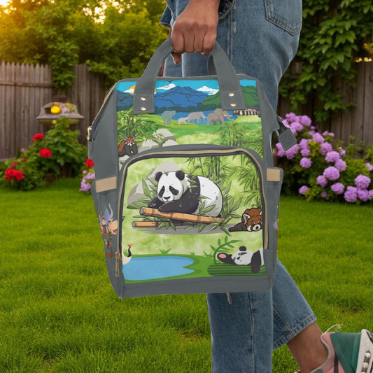 Eco-Friendly Panda Design Diaper Backpack for Parents on the Go
