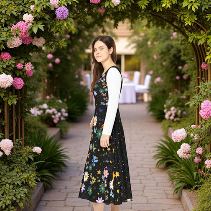 Celestial Floral Long Sleeve Dance Dress - Perfect for Parties, Events, Spring Celebrations