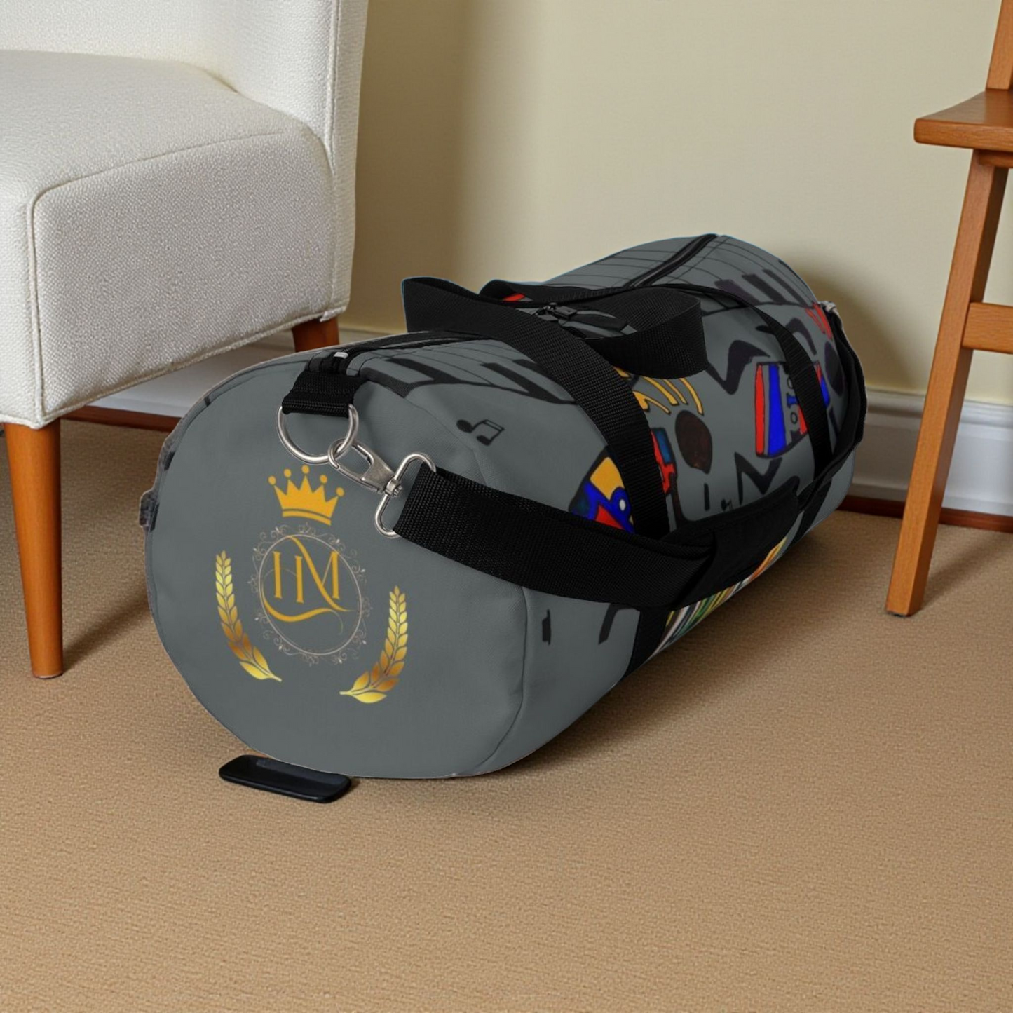 Afro Music Cartoon Piano Art Handcrafted Duffel Bag - Musician Gift, Travel Bag, Music Lover Gym Bag