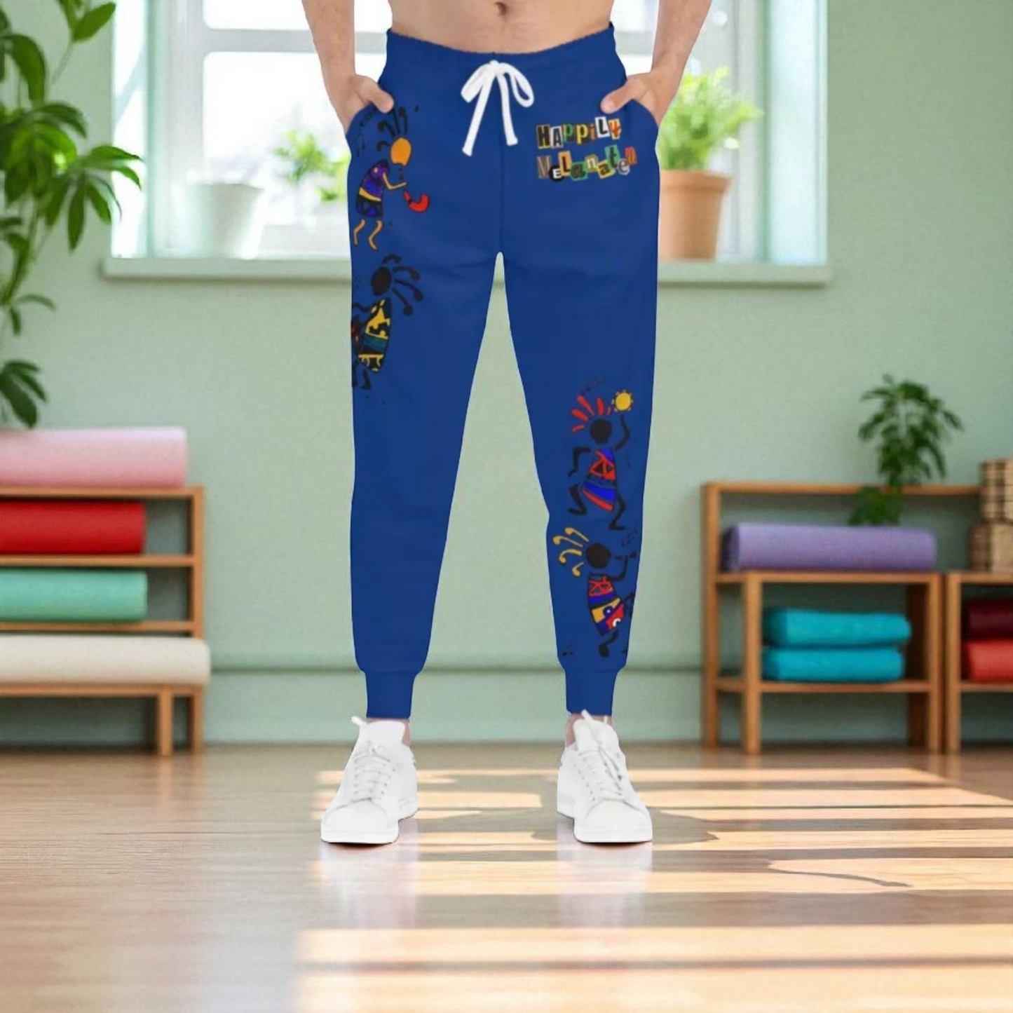 Afro Music Cartoon Art Unisex Athletic Joggers, Handcrafted Jogger Pants